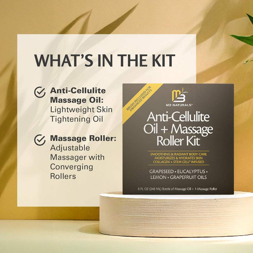 M3 Naturals cellulite roller with grip handles used on thighs and glutes