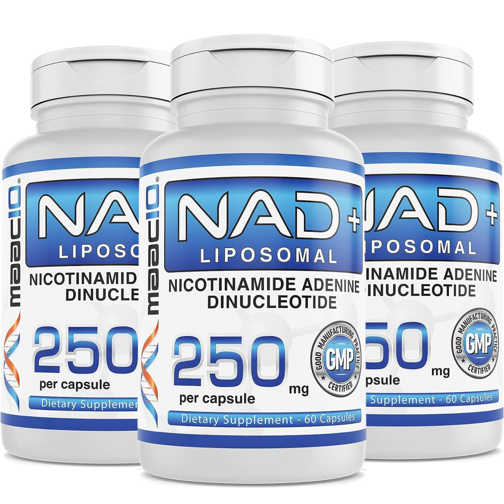 MAAC10 Liposomal NAD+ bottle front view highlighting vegan energy support.