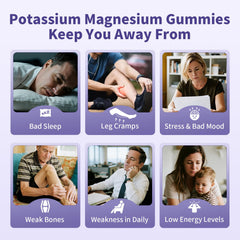 MABEFY potassium magnesium gummies ingredients label featuring CoQ10 and B vitamins