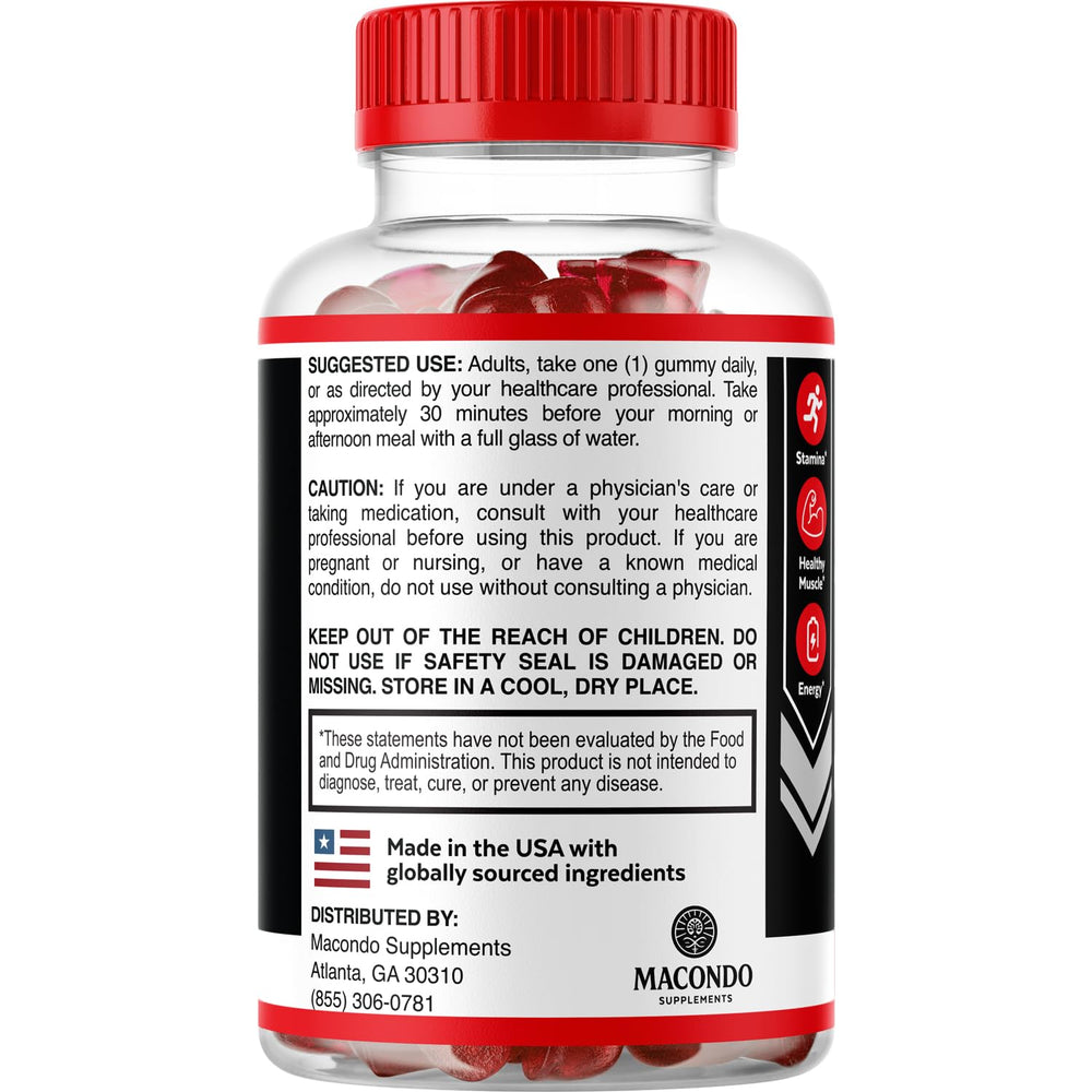 Macondo Vigor Boost X Gummies travel bottle for convenient daily use.