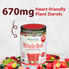 MacroLife Naturals Miracle Reds label closeup emphasizing vegan and non-GMO ingredients