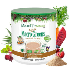 MacroLife Naturals MacroCoco bottle pour demonstrates easy, kid-friendly greens boost.