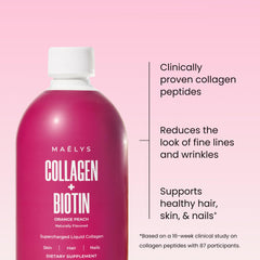 MAËLYS Collagen liquid pour glass showing easy to sip format.