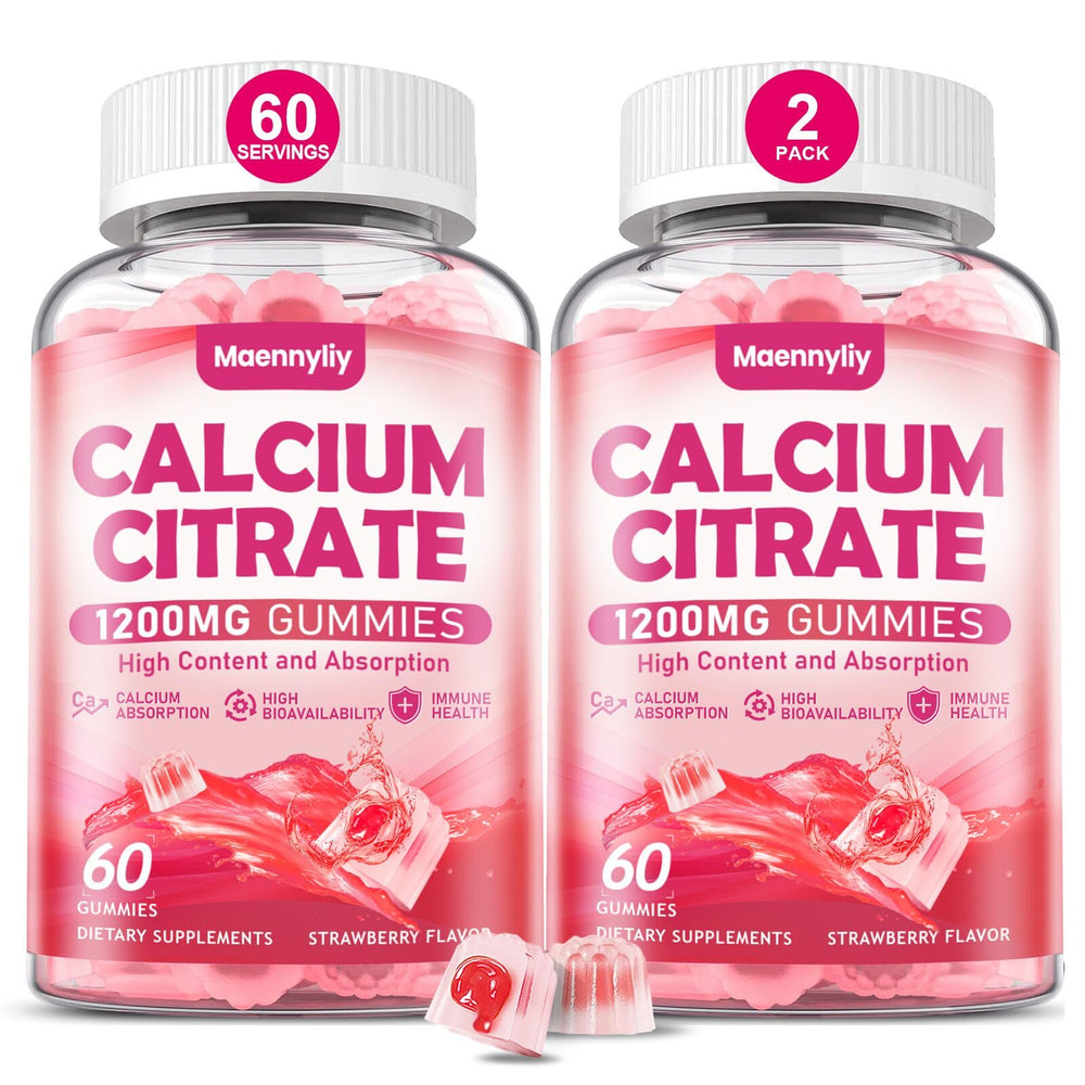 Maennyliy Calcium Citrate Gummies bottle showing 1200 mg per serving for daily calcium support