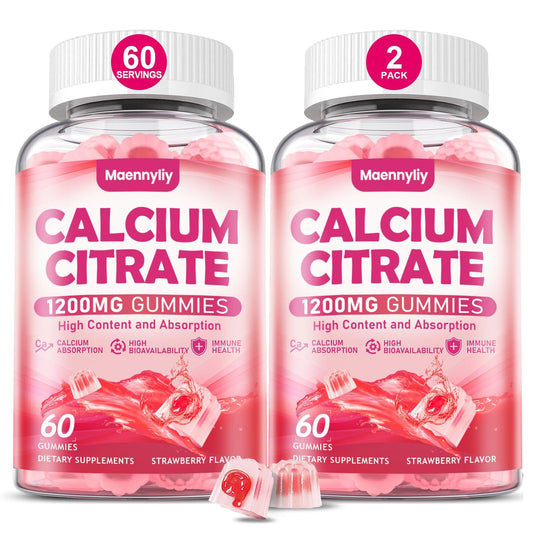 Maennyliy Calcium Citrate Gummies bottle showing 1200 mg per serving for daily calcium support