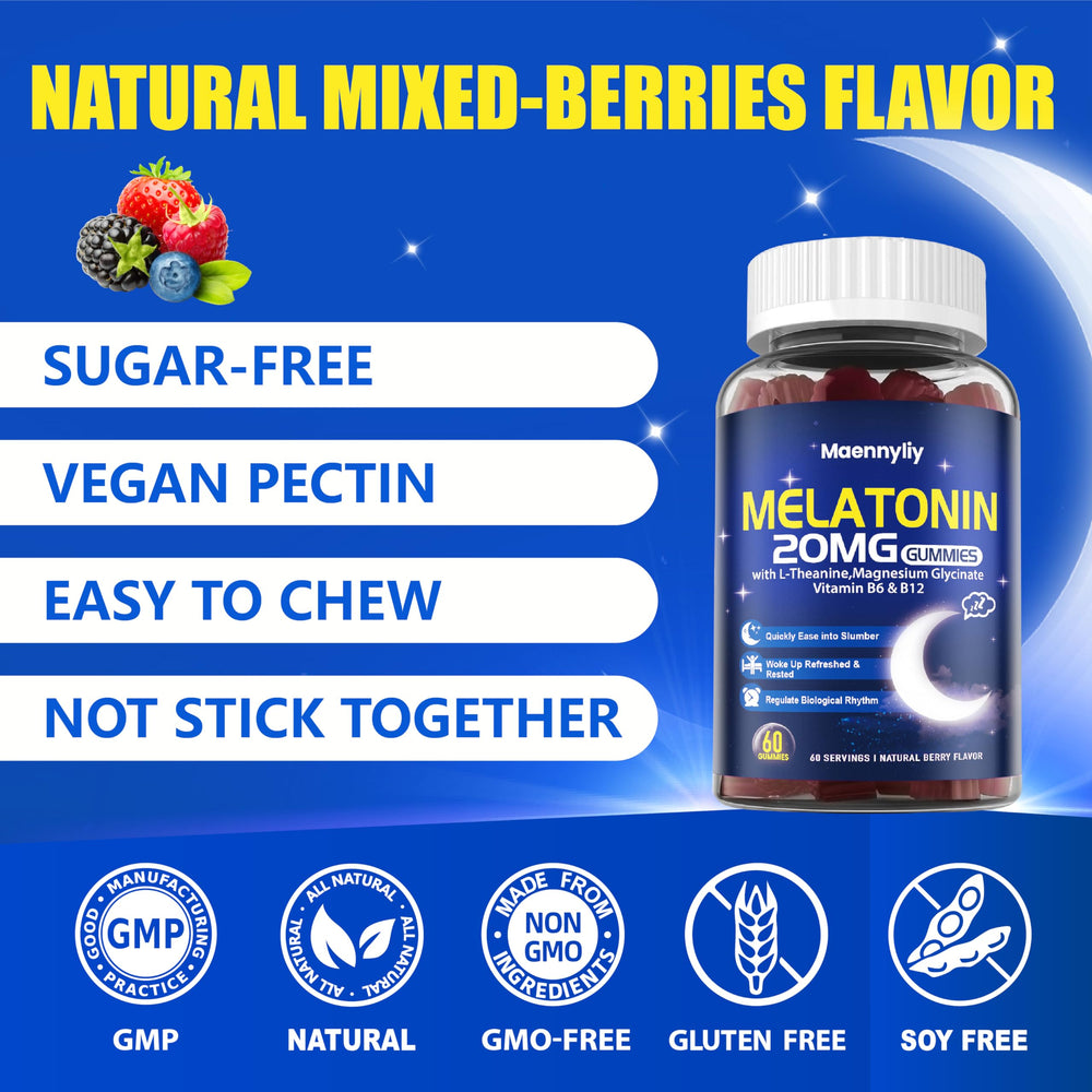 Maennyliy gummy ingredients list including melatonin, L-theanine, magnesium, ashwagandha, turmeric.