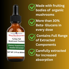 Mag Mushrooms Turkey Tail tincture pour shown for precise serving