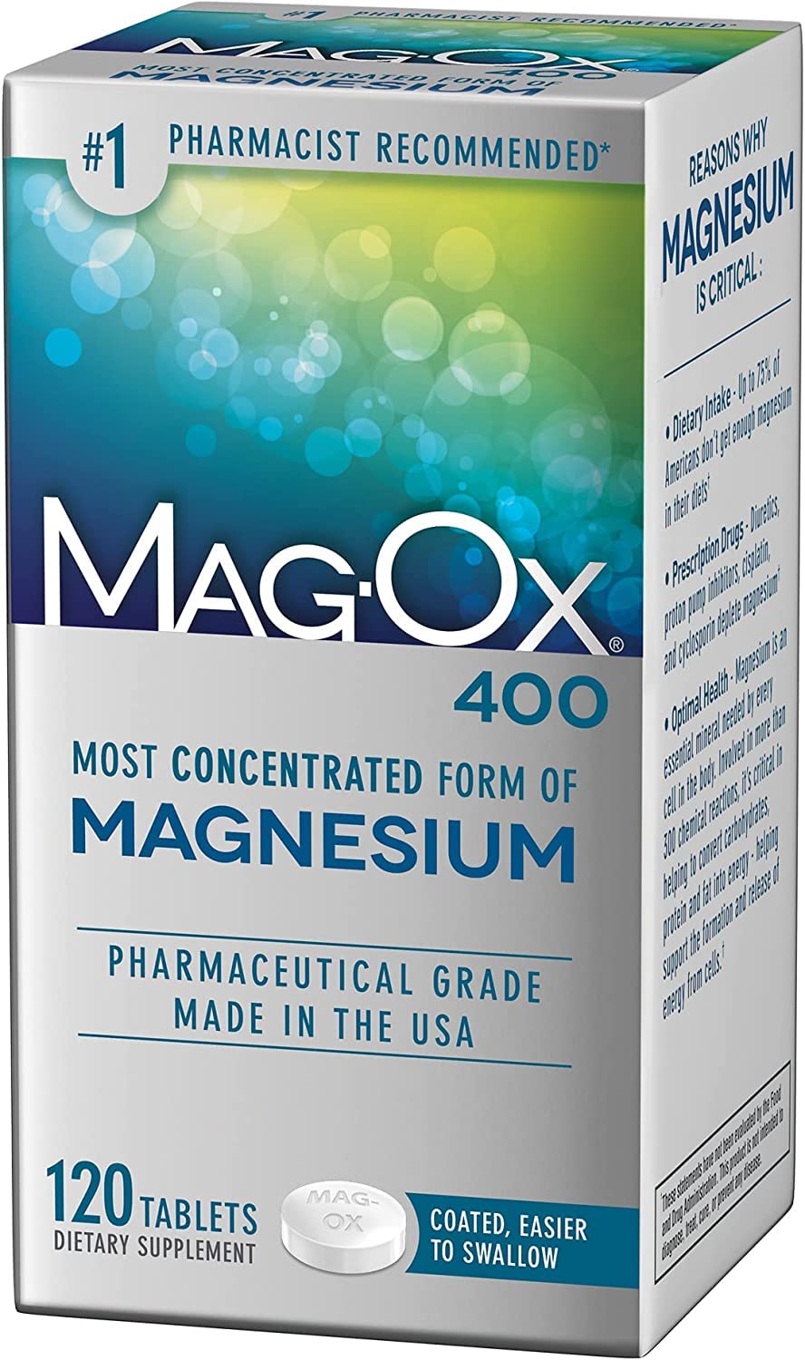 Mag-Ox 400 bottle front view for convenient daily use.