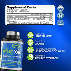 Magceutics Magtein USA-made label emphasizing quality materials.