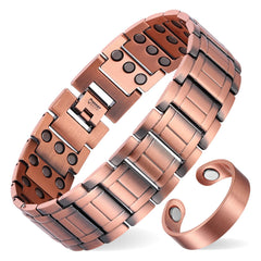MagEnergy copper bracelet close-up shows premium craftsmanship and hypoallergenic design for daily wear.