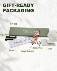 MagEnergy copper bracelet packaging inside view emphasizes quality and presentation.