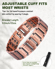 MagEnergy copper bracelet worn on wrist demonstrates comfortable, masculine style.