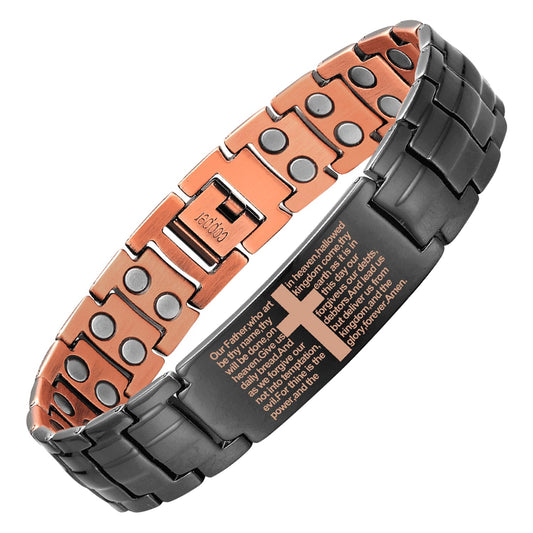 MagEnergy Copper Cross Bracelet main view shows solid copper finish and cross motif for daily wear.