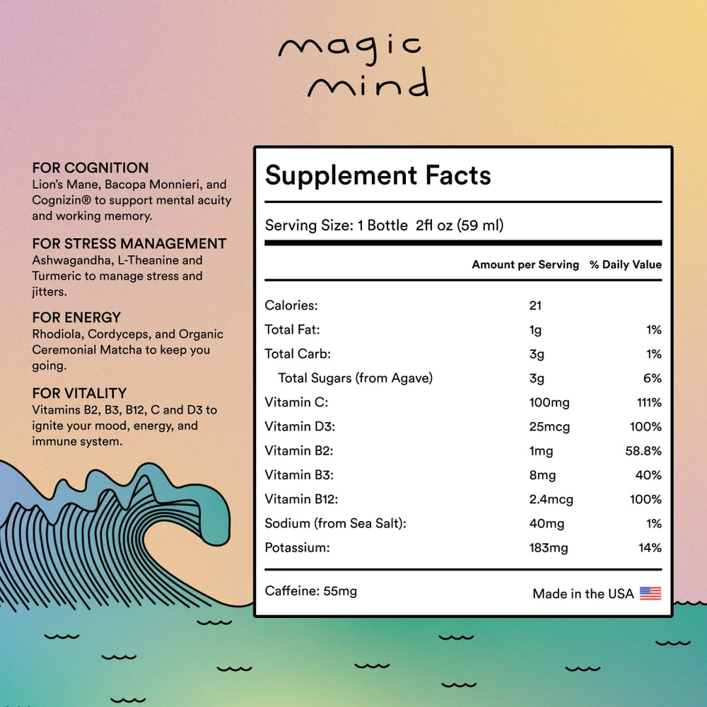 Magic Mind bottle closeup with clean label.
