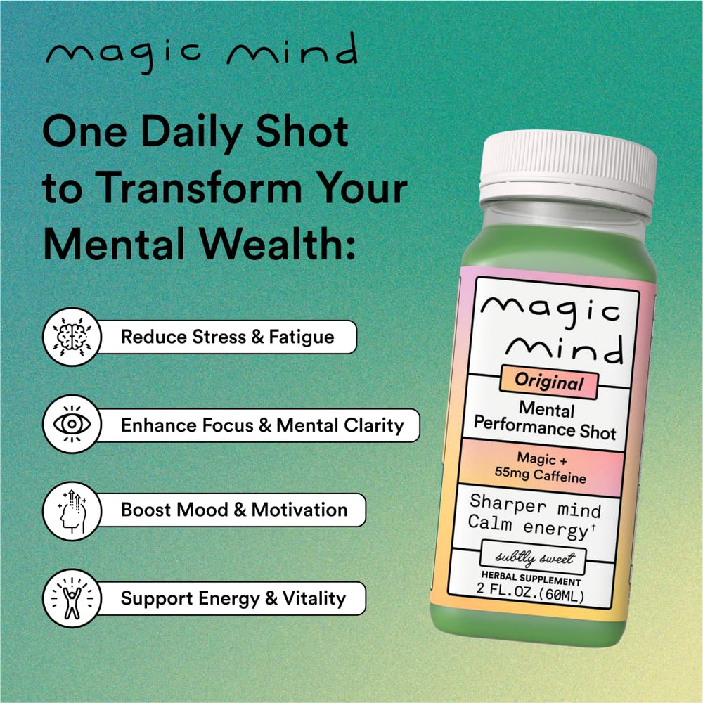 Magic Mind Energy Shot served in a glass ready for quick sipping.