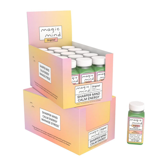 Magic Mind Focus Energy Drink Shot bottle shows clear, focused energy and smooth intake.