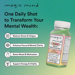 Magic Mind label closeup highlights natural ingredients and caffeine source for clarity.