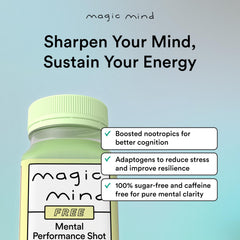 Magic Mind ingredients close-up reveals adaptogens and mushrooms blend.