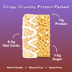 Magic Spoon Treats bar break shot highlights clean crunch and portability.