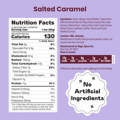 Close-up of Magic Spoon Salted Caramel bar reveals crisp texture and protein crunch.