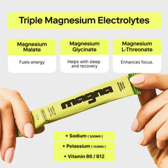 Magna Electrolytes powder dissolving into water shows quick, on the go hydration.