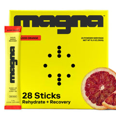 Magna Electrolytes powder tub front promotes hydration for daily activity.