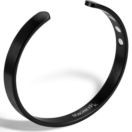 MagnetRX black magnetic bracelet on the wrist for everyday style and subtle support.