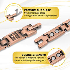 Sizing tool in use with MagnetRX Copper Cross Bracelet provides precise fit