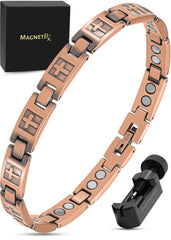MagnetRX Copper Cross Bracelet on the wrist shows adjustable fit for daily wear