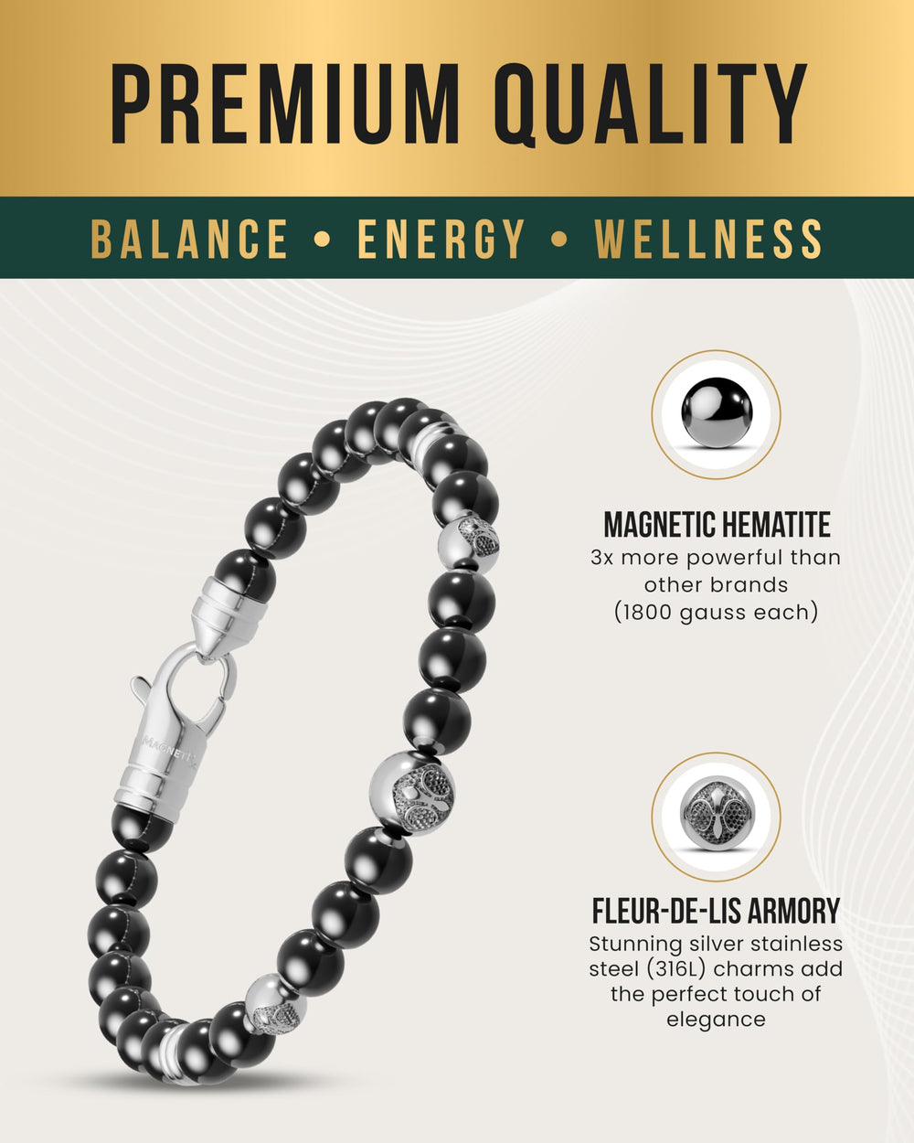 MagnetRX bracelet on wrist showing versatile style for daily outfits