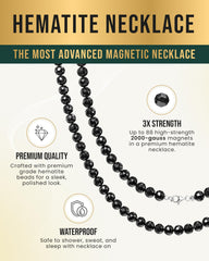 MagnetRX hematite necklace with 22-inch extension for customizable fit