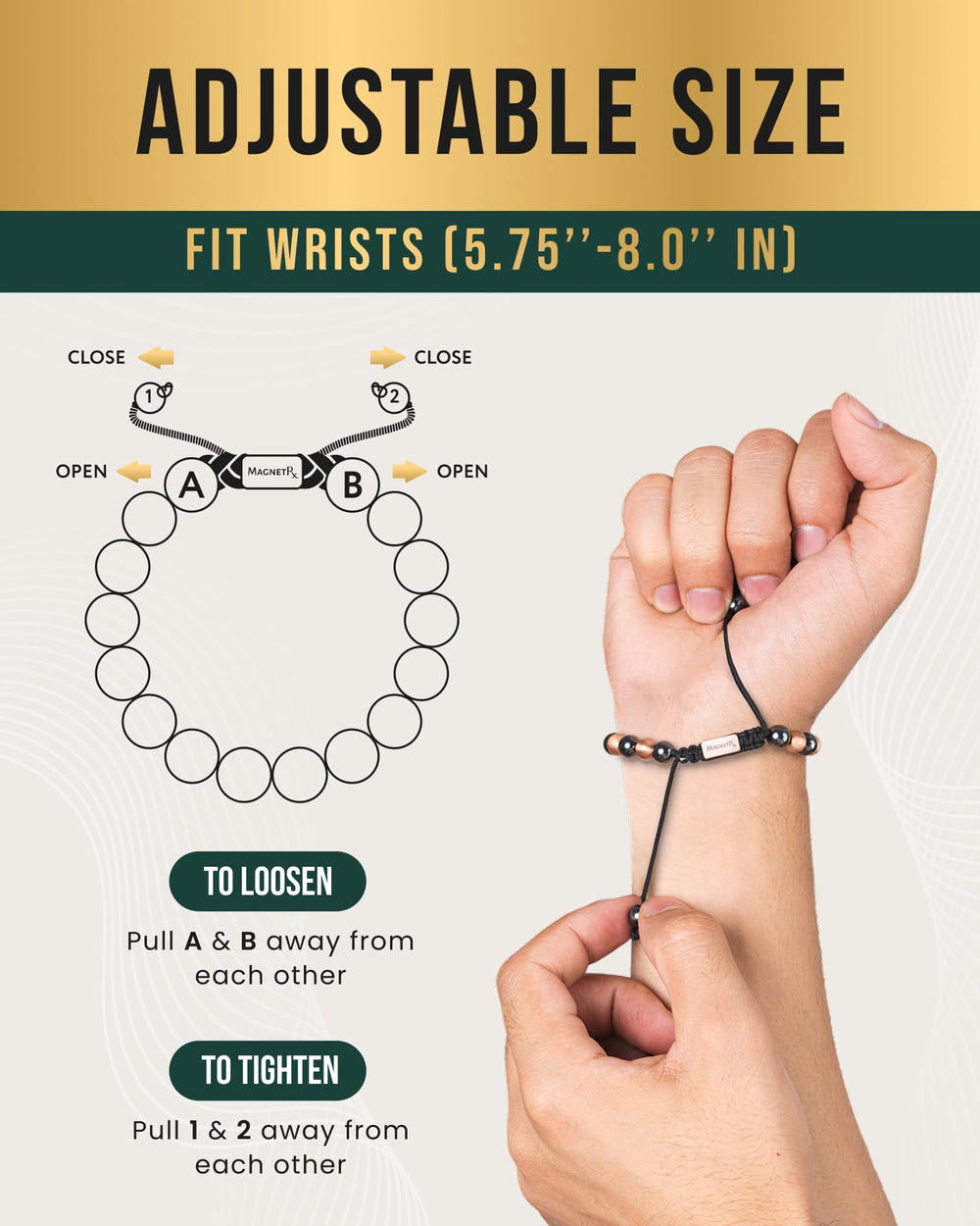MagnetRX Marine-grade nylon string ensures durable daily wear.