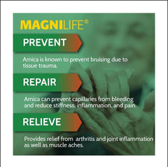 MagniLife Arnica Pain Relief Gel massaged onto the shoulder to ease stiffness.