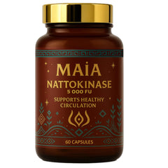 Maia Nattokinase bottle front with 5000 FU formula for daily wellness.