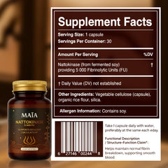 Maia Nattokinase packaging box beside product leaflet