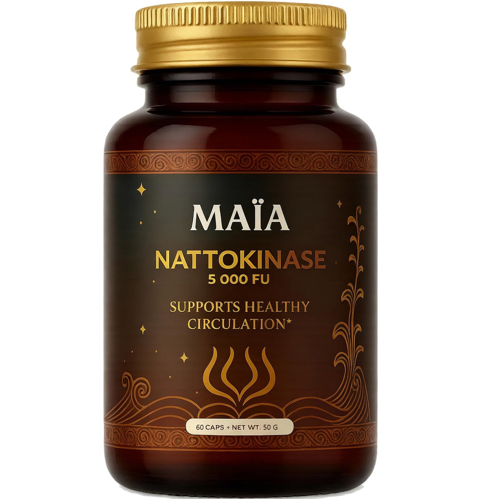 Maia Nattokinase bottle with 60 capsules ready for daily use