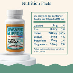 Close-up of iodine capsules by Maine Coast Sea Vegetables for convenient daily supplementation.