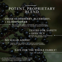 Wild Maine blueberries visible in the elderberry syrup blend