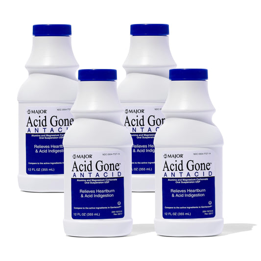MAJOR Acid Gone liquid bottle ready for fast heartburn relief and comfort.