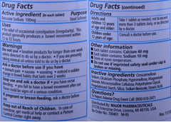 MAJOR Docucate Sodium 100 mg crushable tablets in a six-bottle pack for travel.