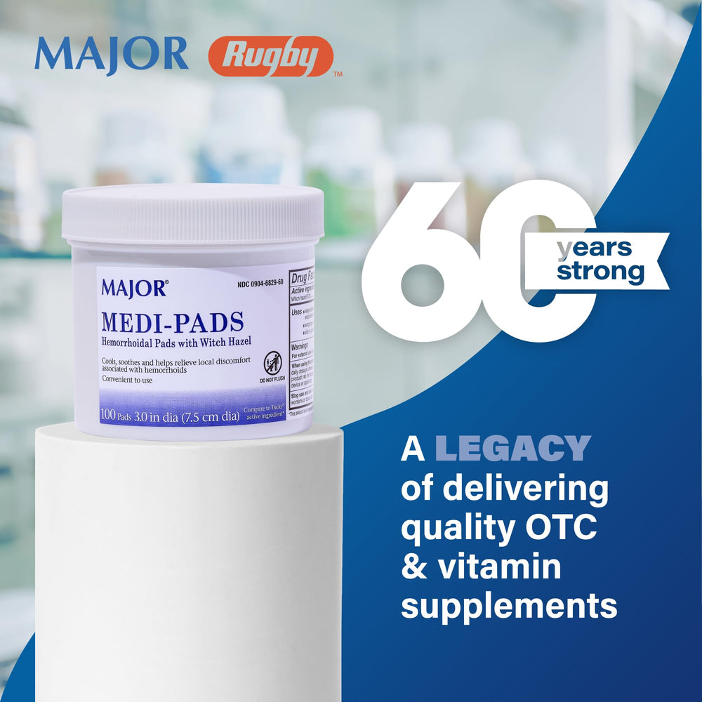 MAJOR Medi-Pads compact 4-pack packaging for on-the-go care.