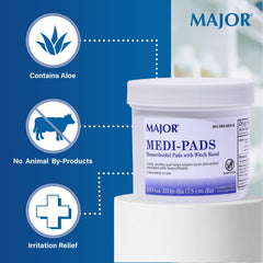 MAJOR Medi-Pads packaging on display with six-pack jar option.