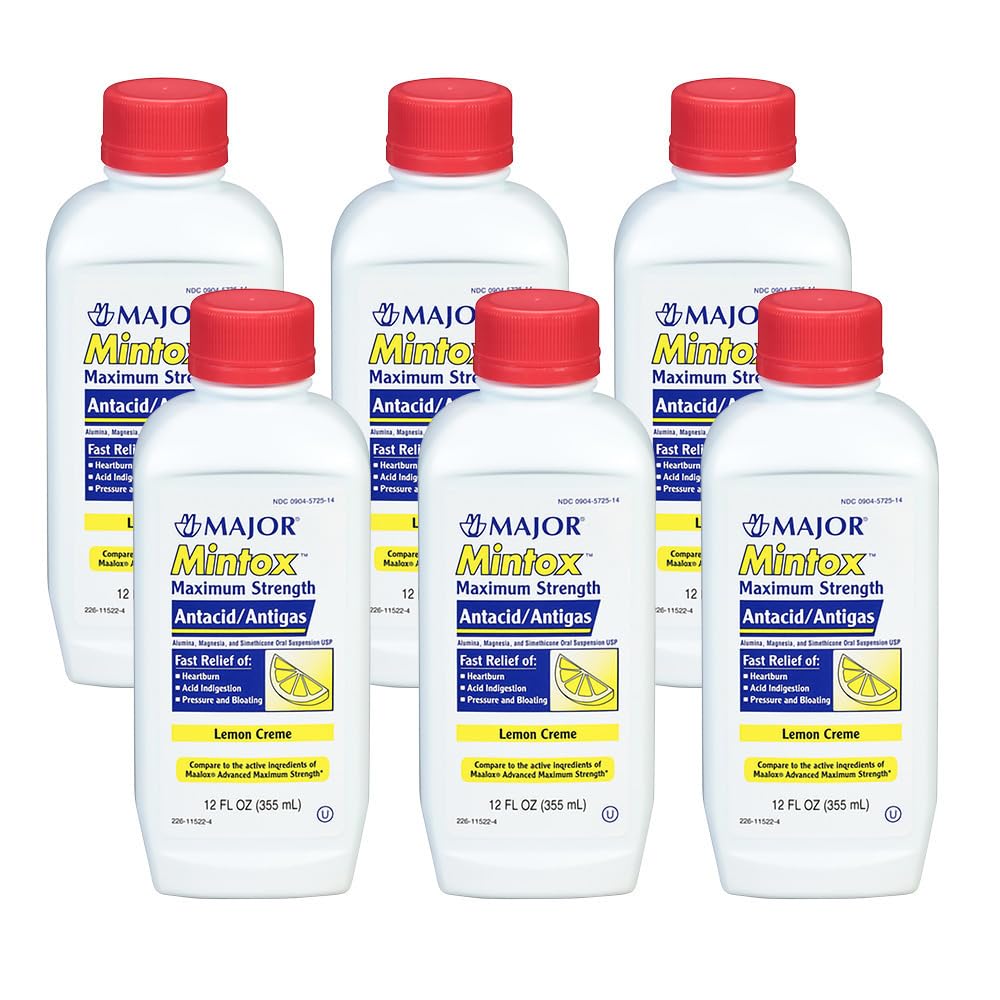 Major Mintox bottle-front for quick heartburn relief