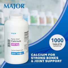 MAJOR Oyster Shell Calcium tablets stacked ready for daily bone health routine