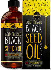 MAJU Black Seed Oil front of bottle in glass packaging for daily use
