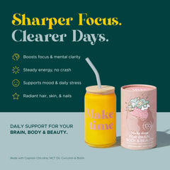 Scoop and pour MAKE TIME brain health powder for quick energy support.