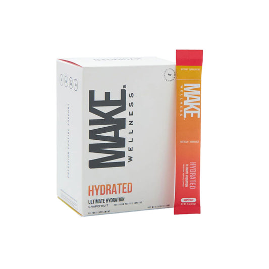 Make Wellness HYDRATED bottle showing grapefruit flavor for on-the-go hydration