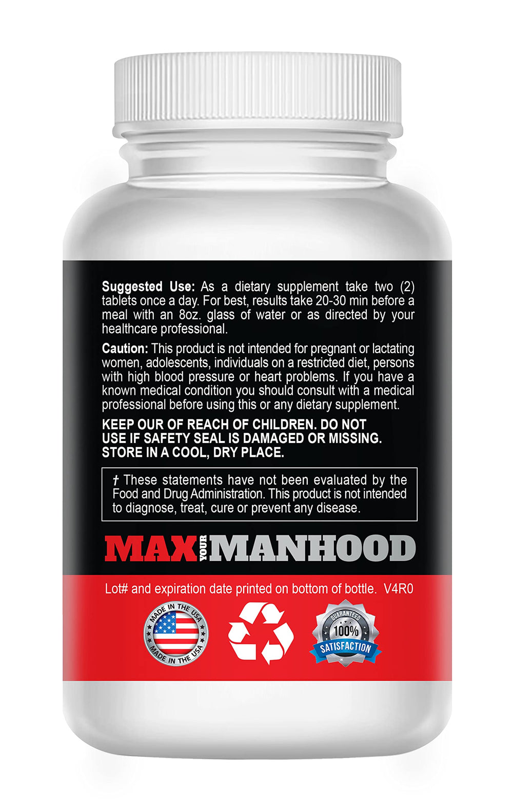 MaleMax label ingredients section indicating transparent formula details