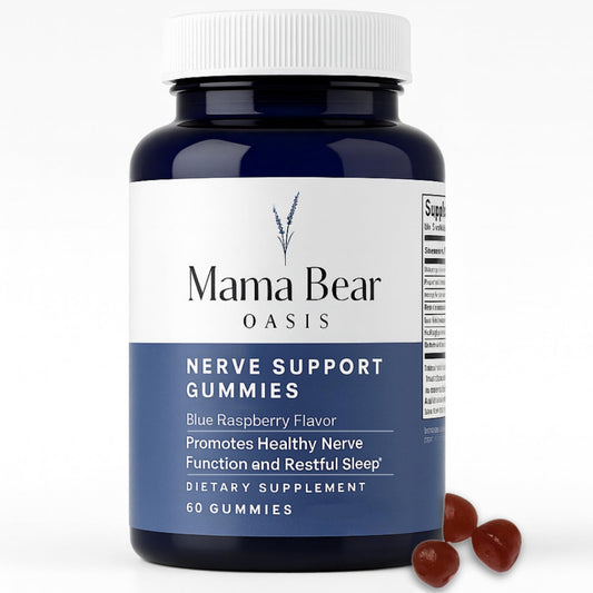 Mama Bear Oasis bottle front for daily nerve support and comfort.