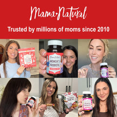Lab-tested gluten-free badge on Mama Natural packaging.
